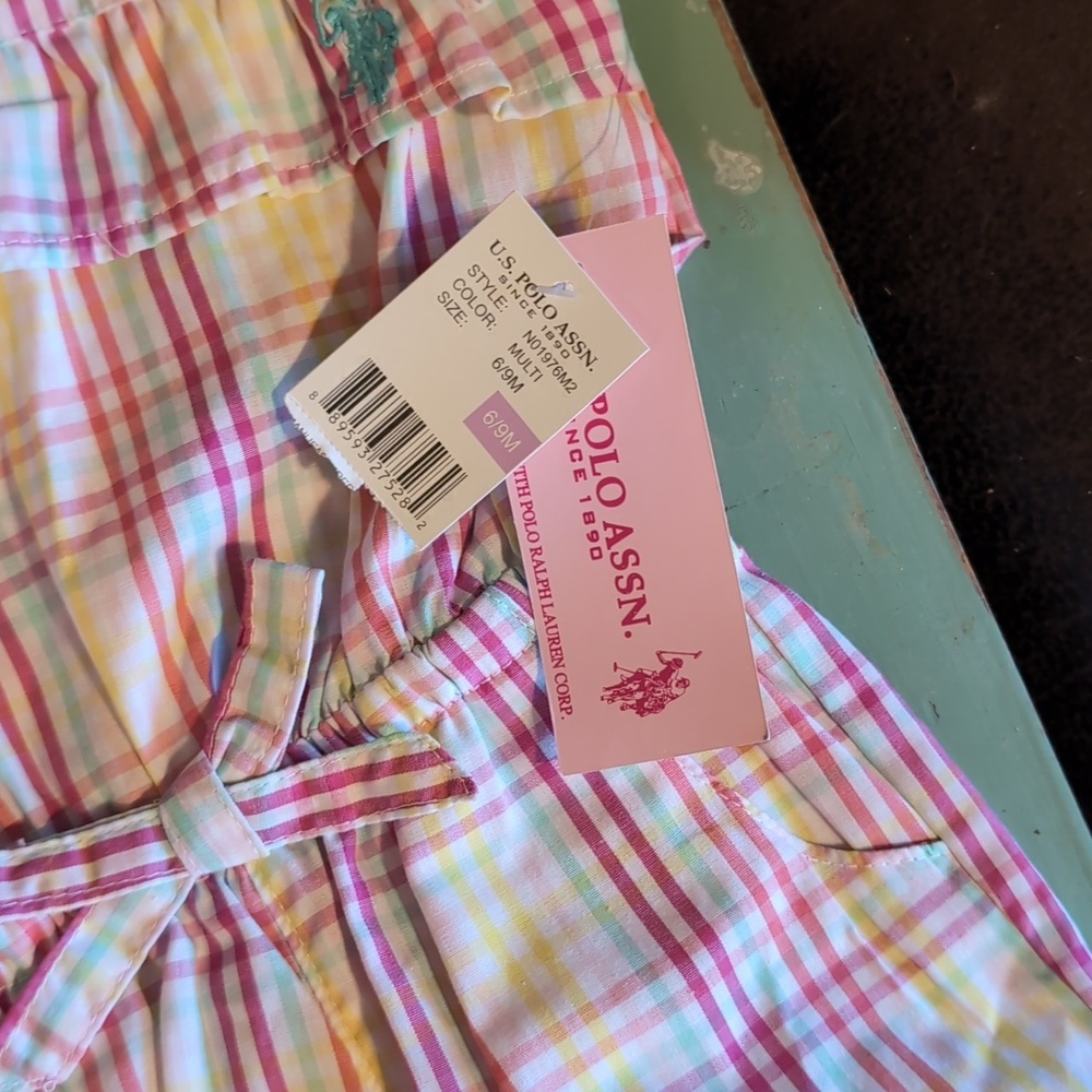 U.S. Polo Assn. Girls Colorful Plaid Romper - Picture 4 of 6